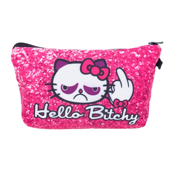 Handbags - Hello Bitchy Kitty Make Up Bag Cosmetic Organizer